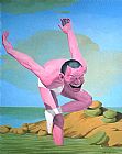Yue Minjun Canvas Paintings - Free and At Leisure-5